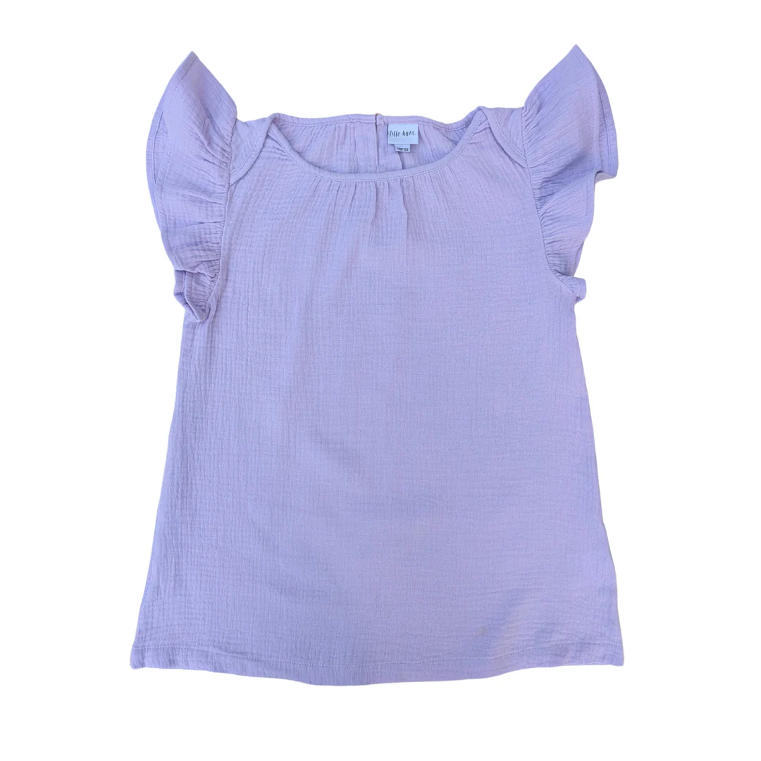 Sommerliches Musselintop mit Rüschenärmel (lavendel) – Bild 1