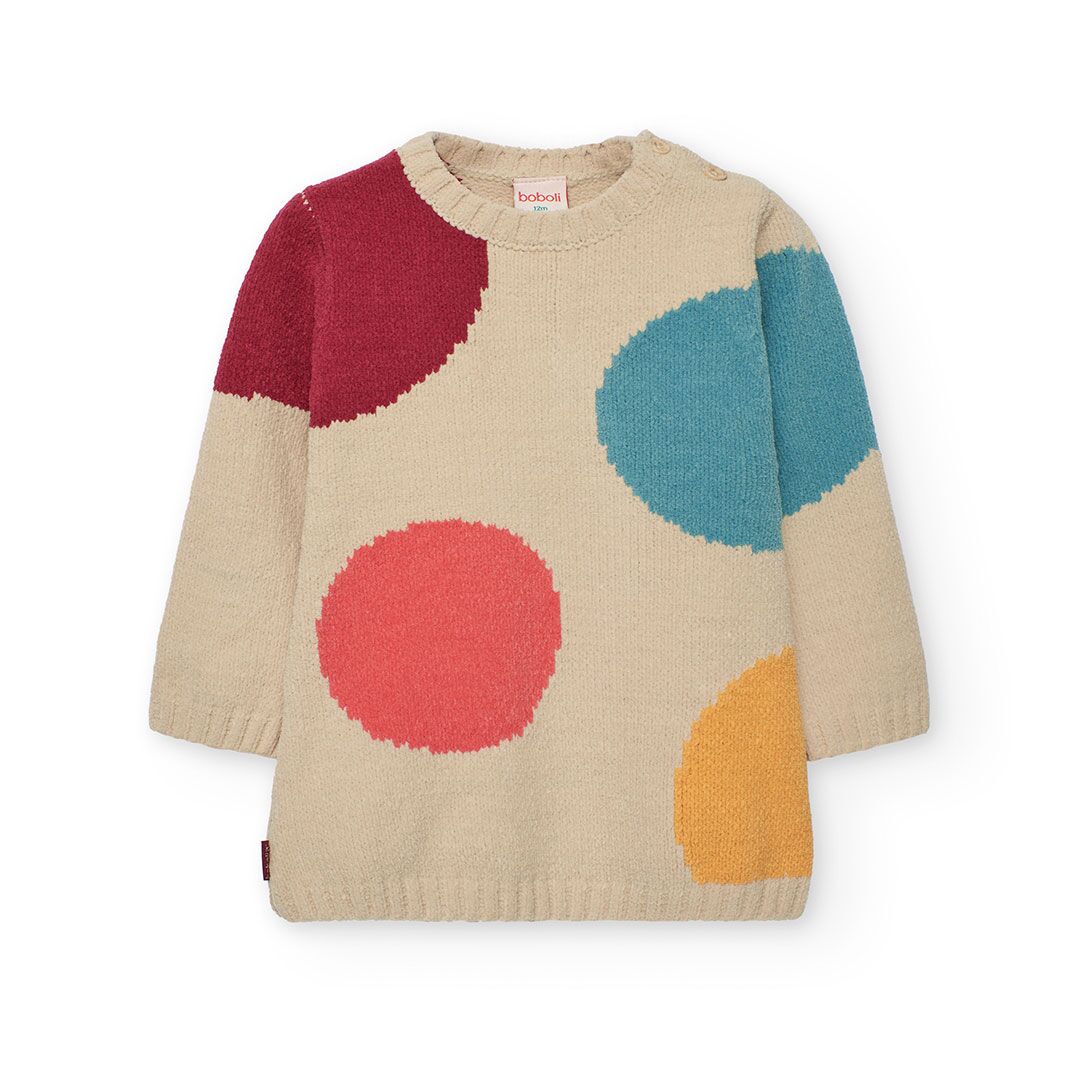 Gestricktes Kleid mit Polka-Dots (cream) von Boboli – Bild 1