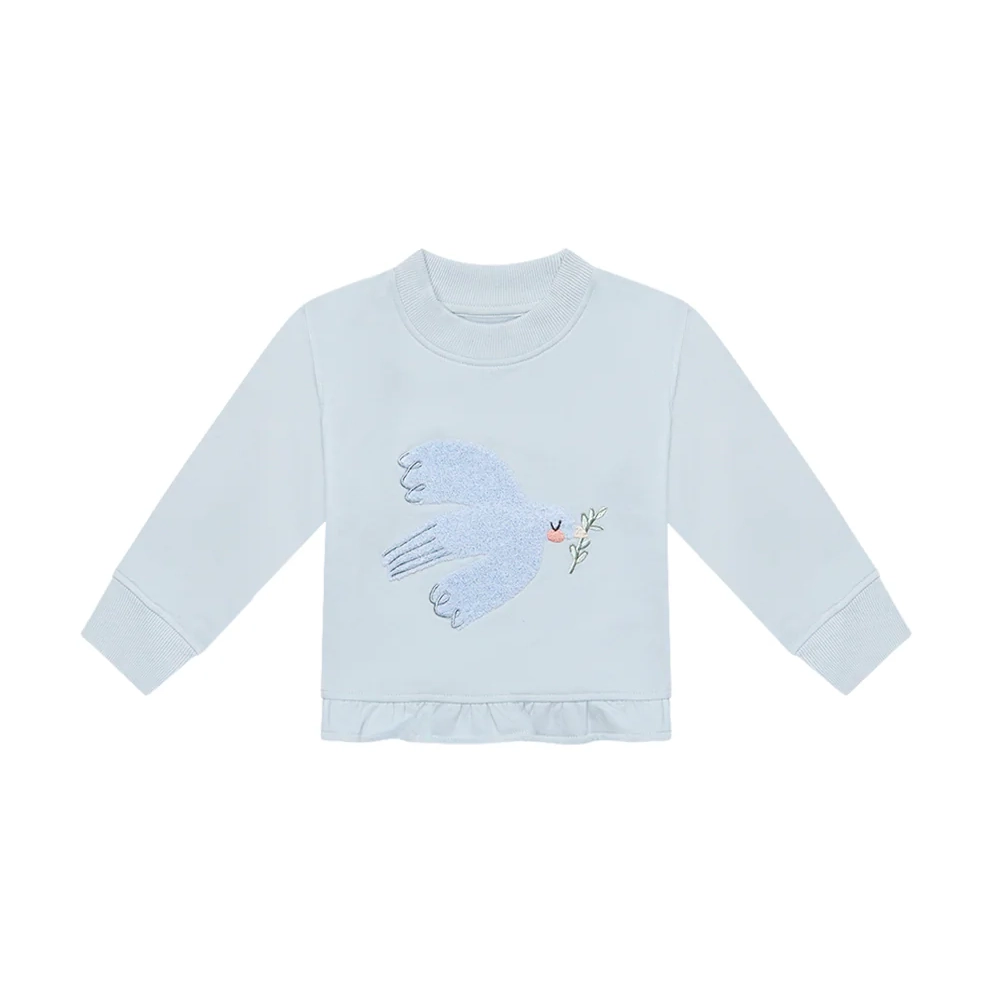 Sweatshirt Bird mit Rüschensaum in clear blue – Bild 1
