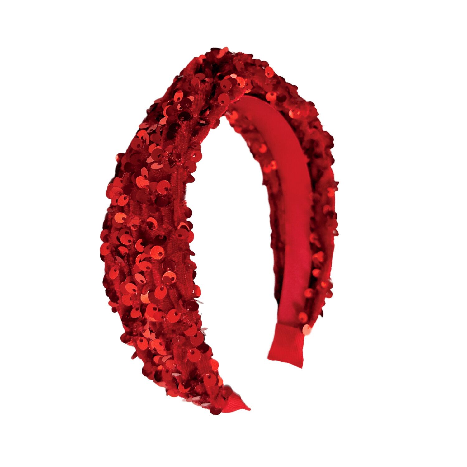 Sequin Velvet Headband - Red Gepolstertes Pailetten Samt Stirnband (rot) – Bild 1