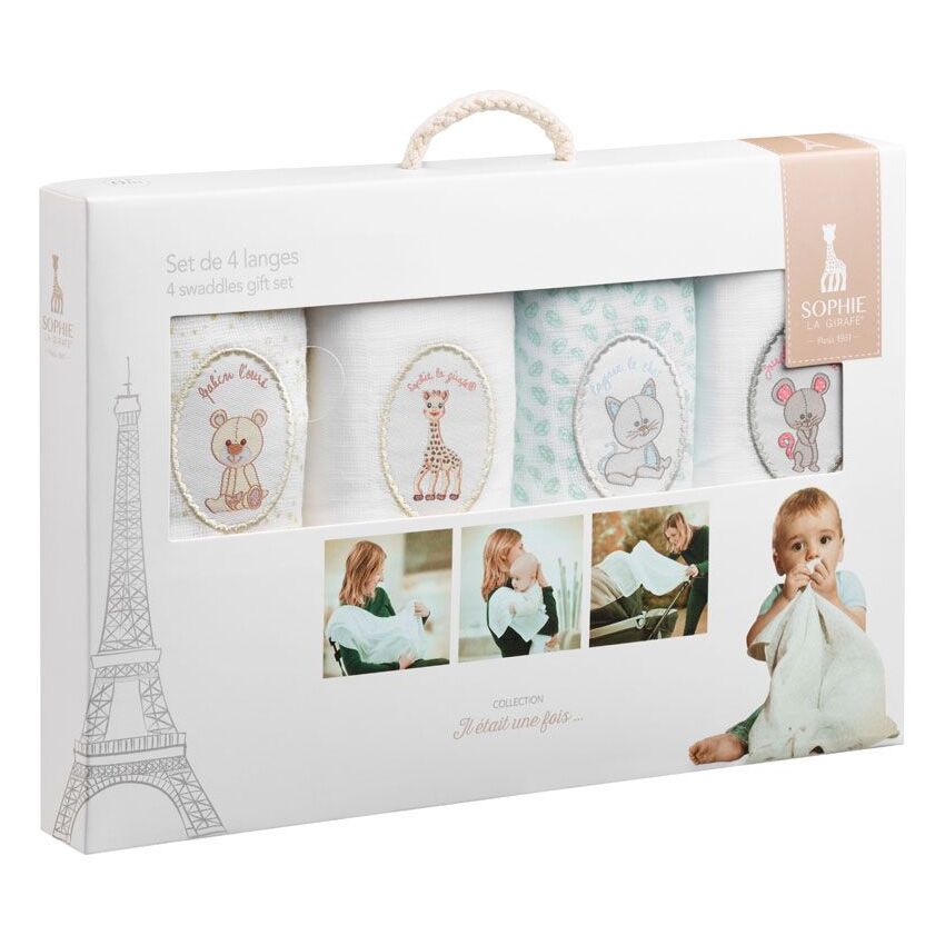 Spucktücher Mulltücher 4er Set Spucktücher / Mülltücher aus Baumwolle (4er Set) von Sophie la Girafe – Bild 1