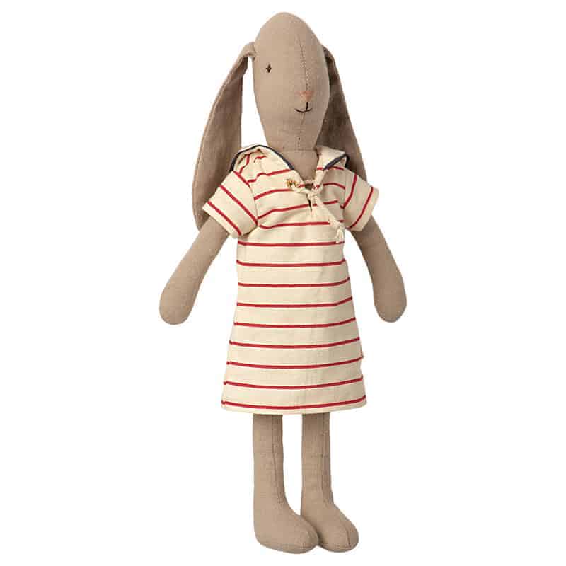 Bunny size 2, Striped dress (1) Kuschelhase im gestreiften Outfit (H 26 cm) – Bild 1