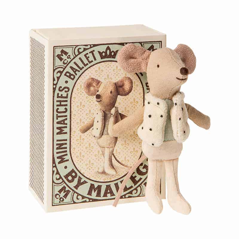 Tänzermaus in der Schachtel, kleinder Bruder (2) Kuschelmaus Tänzer, Kleiner Bruder in der Schachtel (H 10 cm) – Bild 1