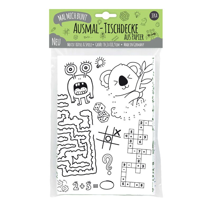 063 Ausmal-Tischdecke "Rätsel & Spiele" – Bild 1