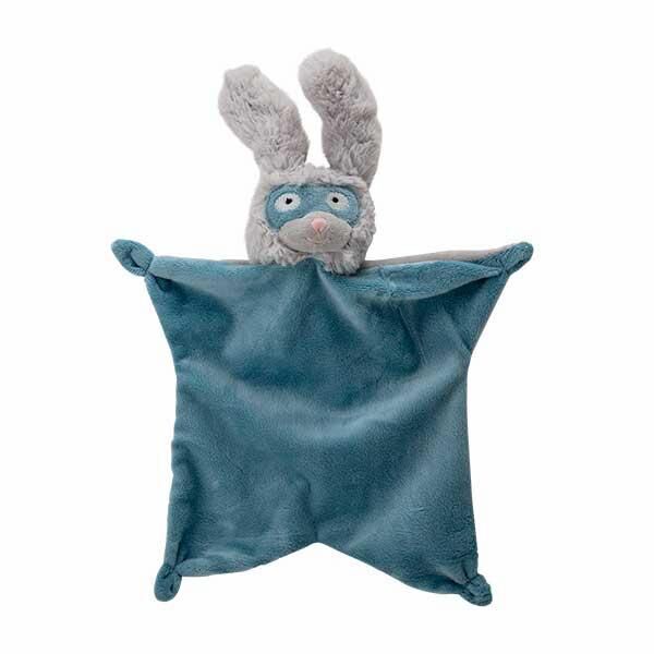comfort_blanket_blau Häschen Superheld Schmusetuch (blau) – Bild 1