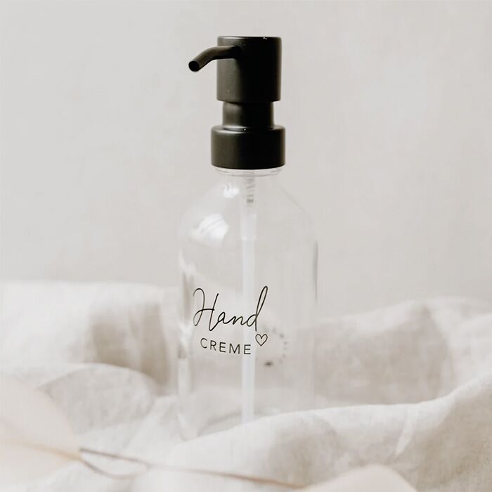seifenspender_creme_250ml Seifenspender "Handcreme" (transparent, 250 ml) – Bild 1