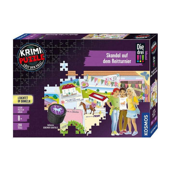 krimipuzzle Krimi-Puzzle "Die drei !!! – Skandal auf dem Reitturnier" – Bild 1