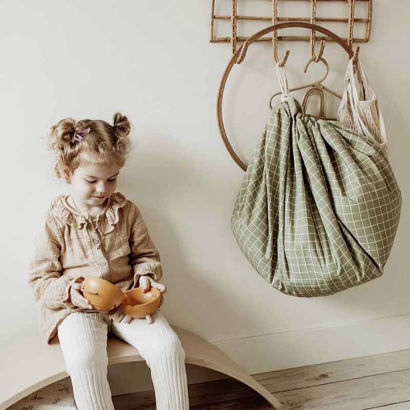 grid_green1 2 in 1 Toy Storage Bag "Grid Green" – Bild 1