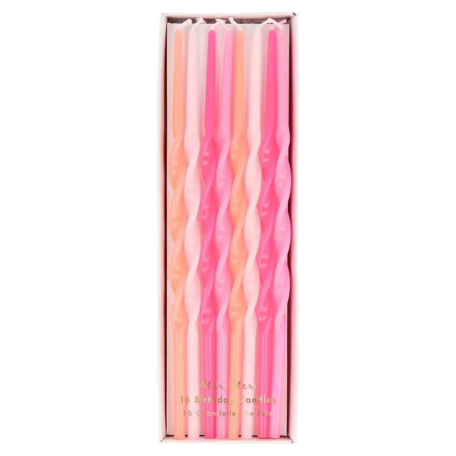 pink_twisted_candles1 Pinke verdrehte lange Kerzen von Meri Meri – Bild 1