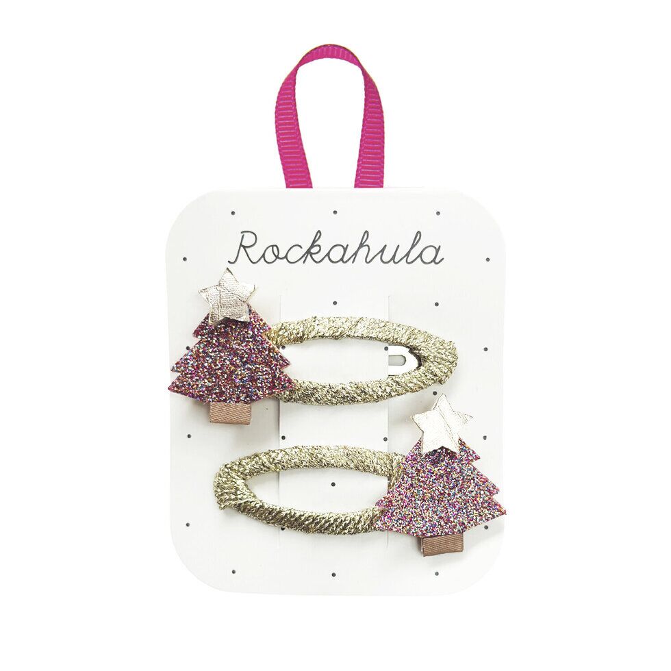 Jolly Glitter Xmas Tree Clips 1 Glitzernde Weihnachtsbaum-Haarspangen "Jolly XMas" – Bild 1