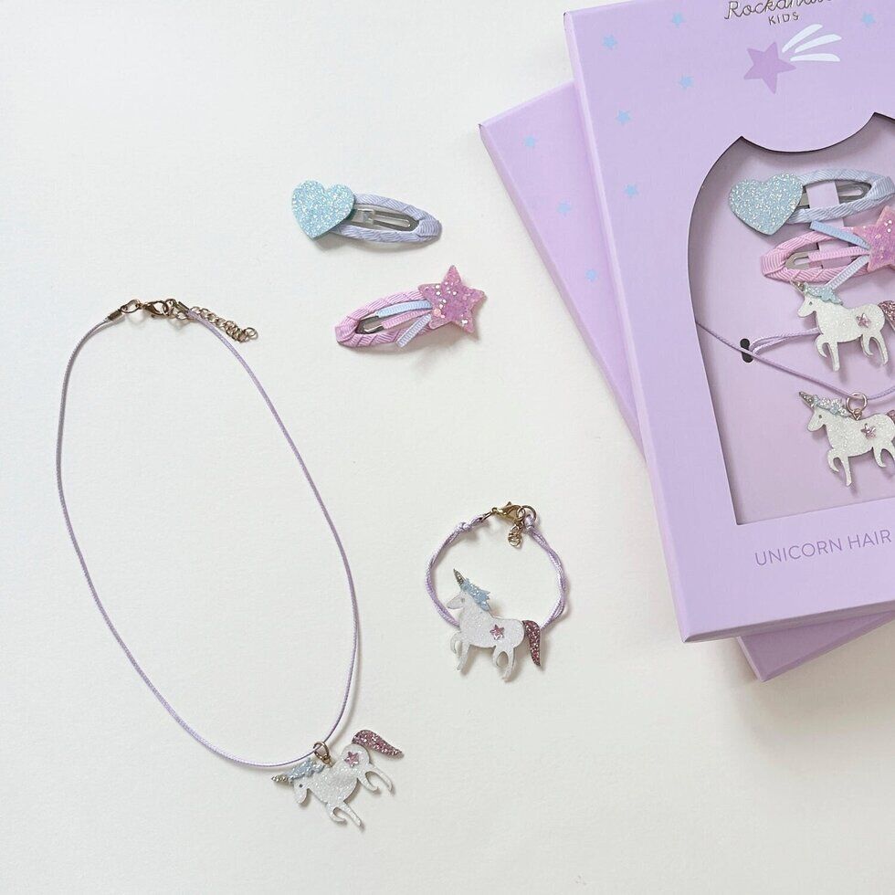 Unicorn Hair & Jewellery Set Schmuck Geschenk-Set "Einhorn" – Bild 1