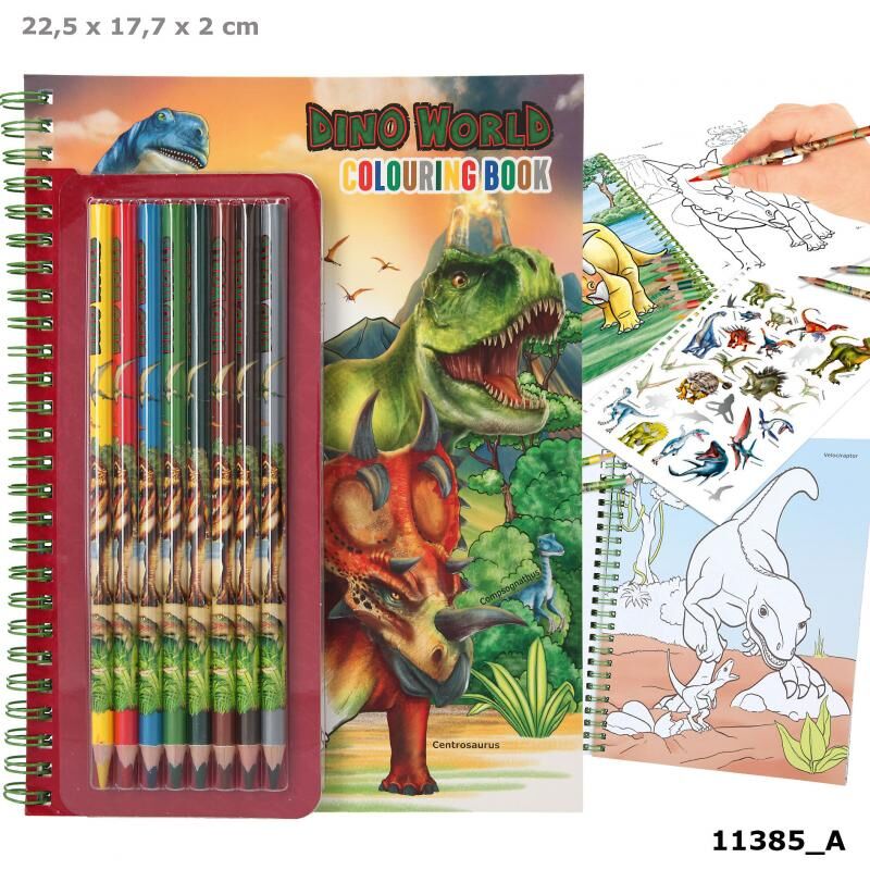 0011385-0011385_0011385_11385_0_thumb_big Malbuch "Dino World" mit Buntstiften – Bild 1
