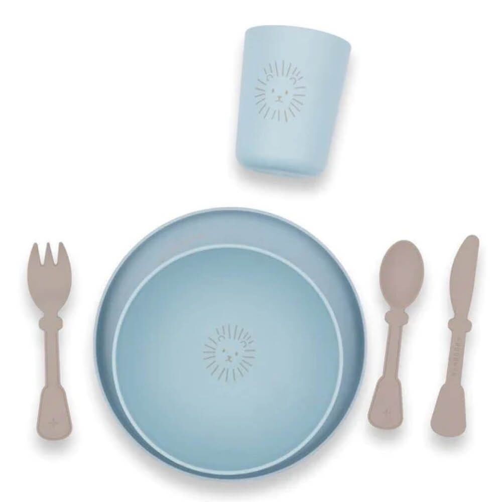 bamboom pappa lunchset blau1 Geschirr-Set "Pappa" (eisblau) – Bild 1