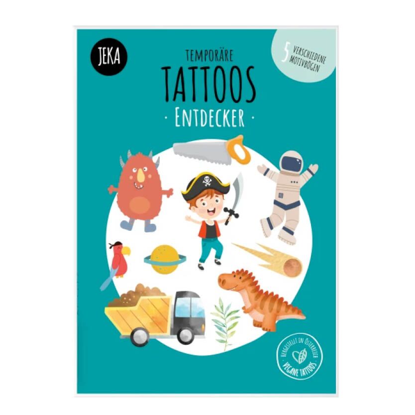 jeka_kinder_tattoos_tischdecke_ausmal18 Kindertattoo Set "Entdecker" – Bild 1
