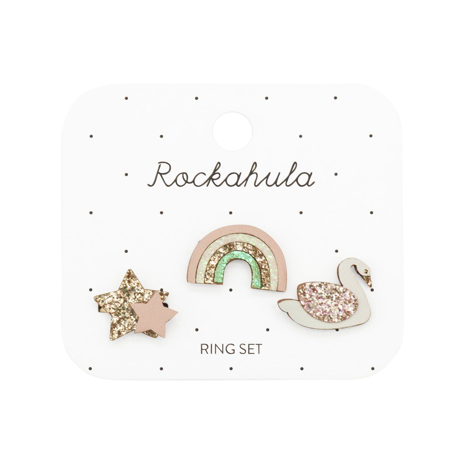 Enchanted Rainbow And Swan Ring Set Ring-Set "Enchanted Rainbow & Schwan" – Bild 1