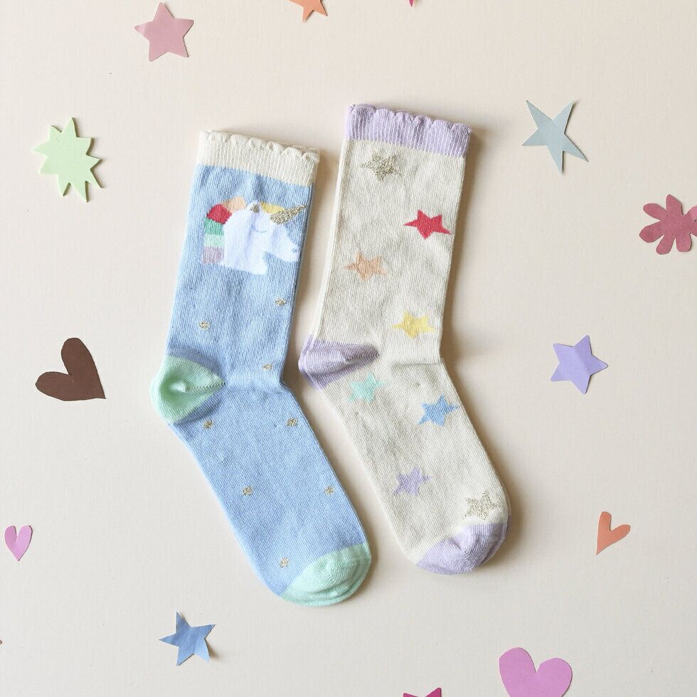 Unicorn_Rainbow_Socksrz89jzmr4_large-n3m1841r Socken "Rainbow Unicorn" (2er Packung) – Bild 1