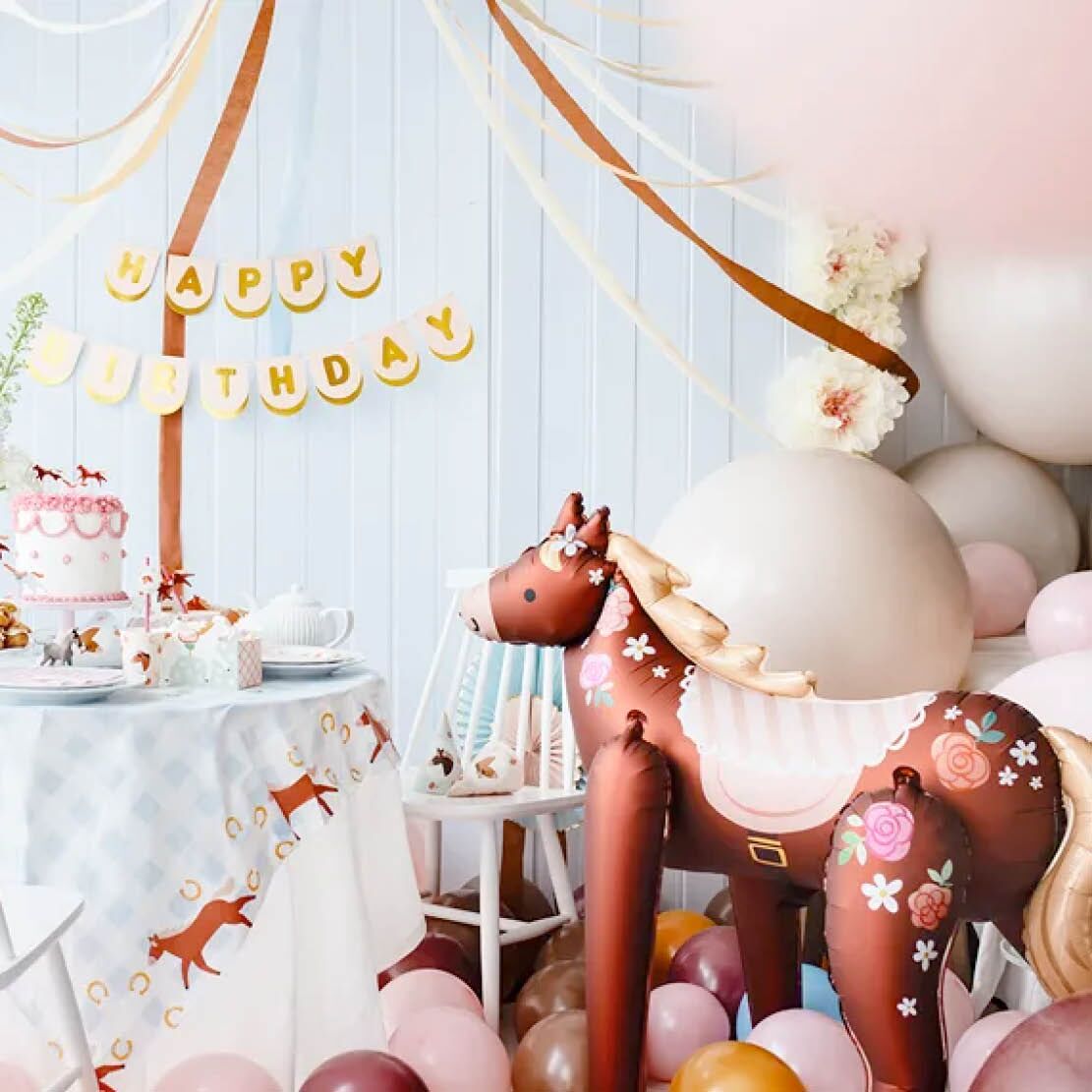 partydeco_einhorn_unicorn_pferde6 Folien Luftballon Pferd – Bild 1