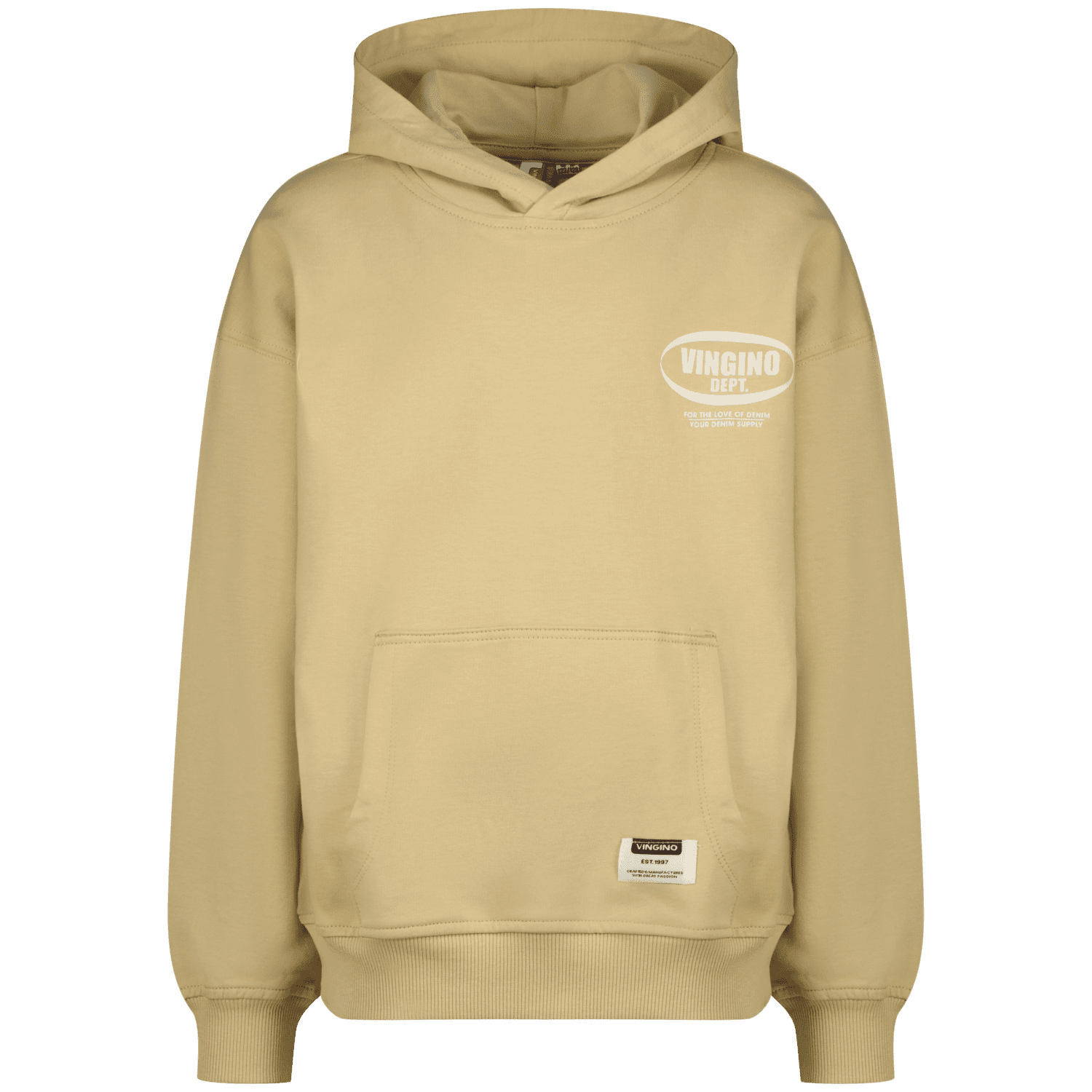 SS25KBN34008_Basic-hoody_Cream Sand_FRONT Basic Hoodie, Cream Sand von Vingino – Bild 1