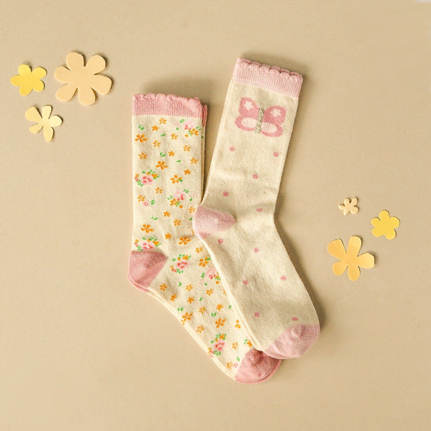 Tiny Blossom Butterfly 2 Pack Socks 9-12 Jnr 1 Socken Tiny Blossom Butterfly (2er Packung) – Bild 1
