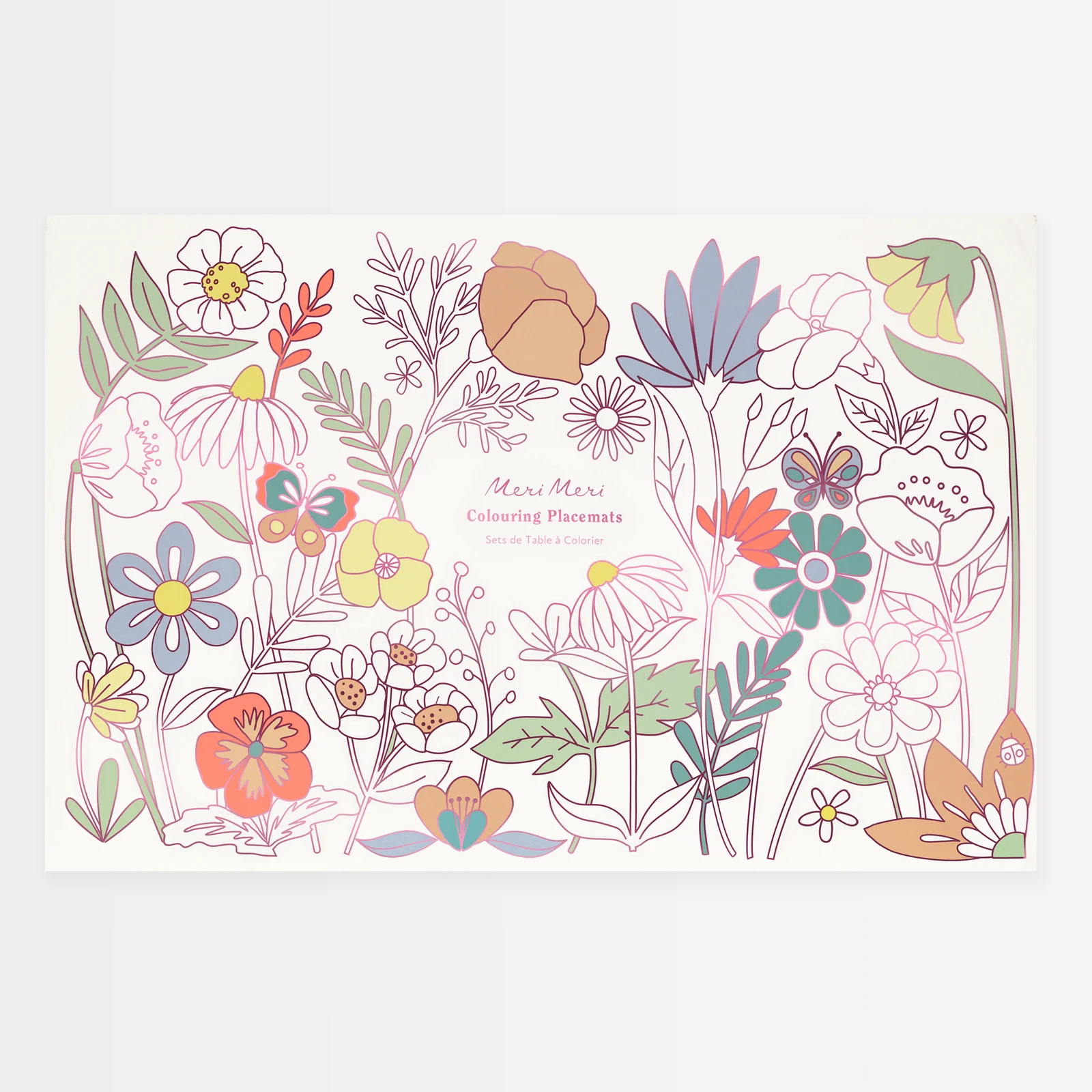 Schmetterling und Blumen Placemats 1 Platzsets zum Ausmalen "Schmetterlinge & Blumen" von Meri Meri – Bild 1