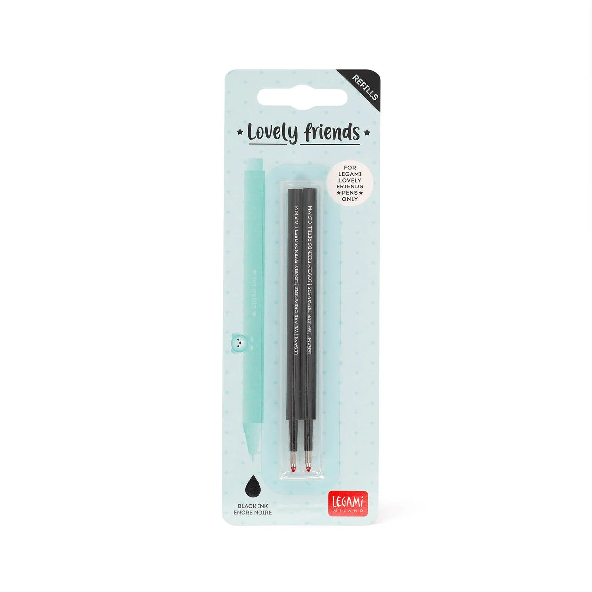 Ersatzpatronen_lovely_friends_black2 Set mit 2 Ersatzminen für Gelstift Lovely Friends – Bild 1