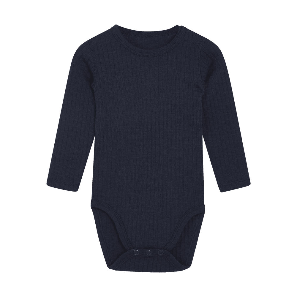 11-00196-37444-4150 HCBirki Pointelle Body Long sleeved (More navy), Wolle / Seide – Bild 1