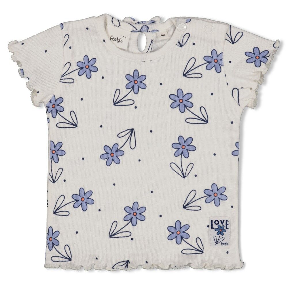 Geripptes T-Shirt AOP - Summer Denims (Natur) – Bild 1