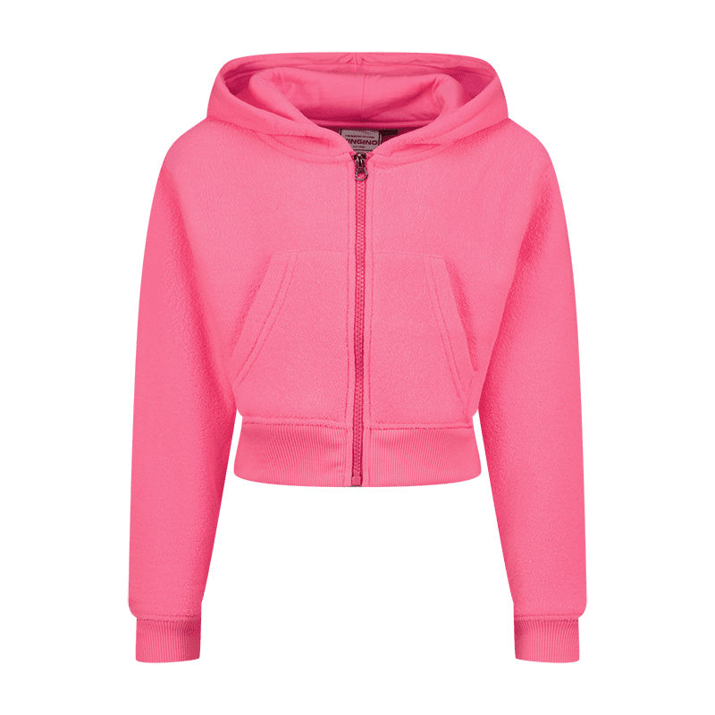 SS26KG346036_Basic-Ziphoody Terry_Neon Pink_FRONT Hoodie Basic-Ziphoody Terry, Neon Pink von Vingino – Bild 1