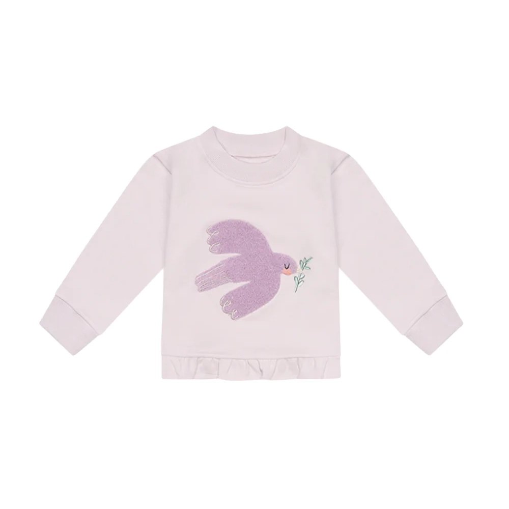 Sweatshirt_bird_lavender Sweatshirt Bird mit Rüschensaum in Lavender