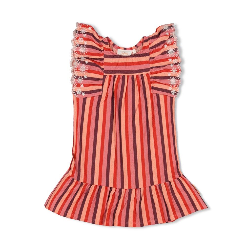 Kleid Ringel Seersucker - Salsa Sunset (Lachs)