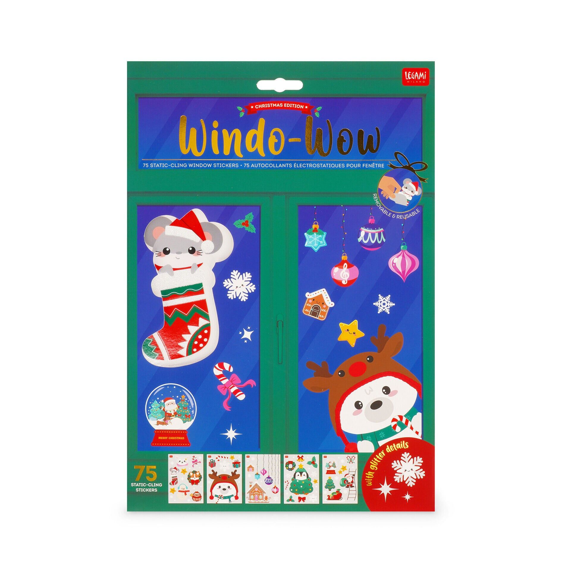 Legami Set mit 40 elektrostatischen Fensteraufklebern "Windo-Wow" (Weihnachten) Legami Set mit 40 elektrostatischen Fensteraufklebern "Windo-Wow" (Weihnachten)