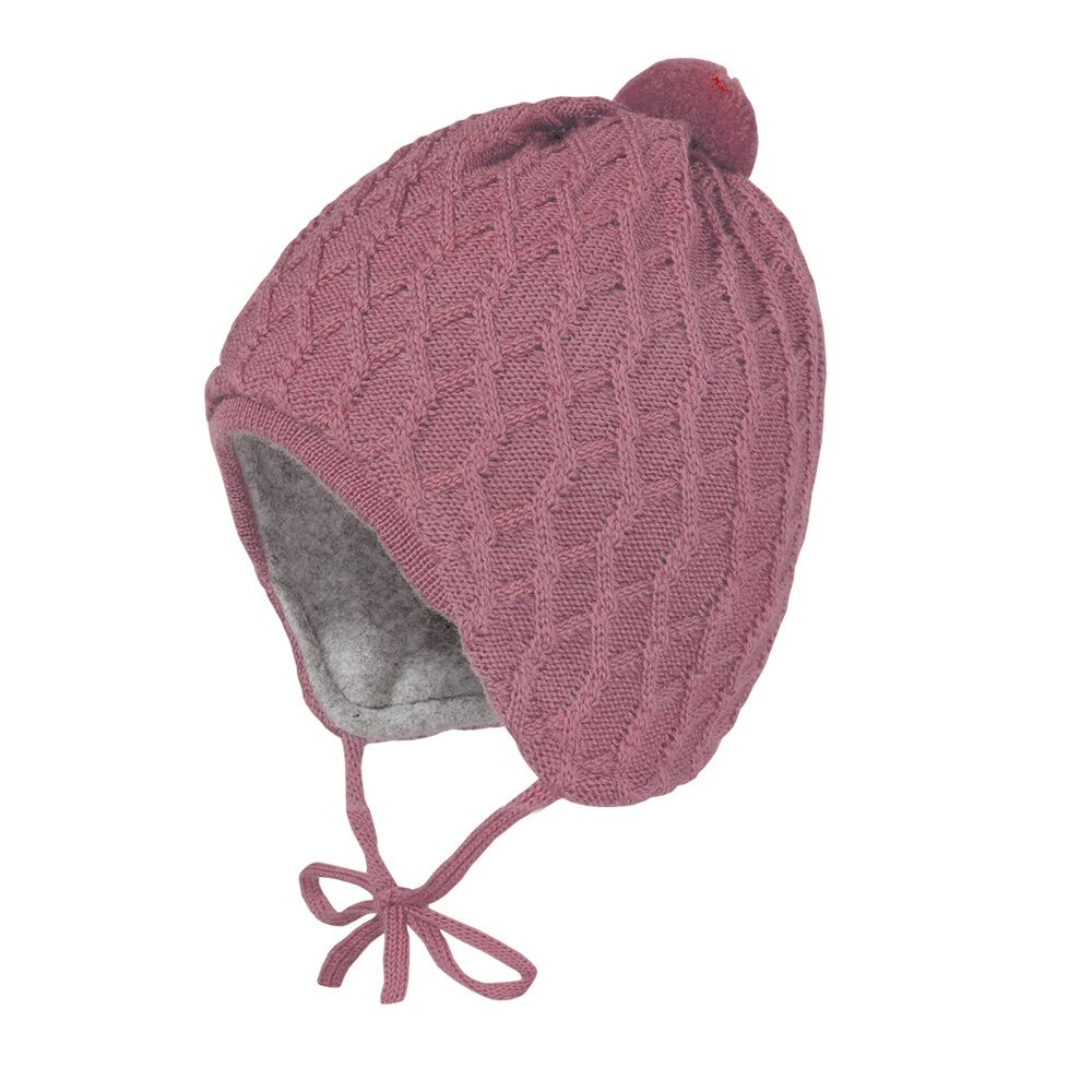 Mütze, Zopfstruktur, Band (hellmauve) – Bild 1
