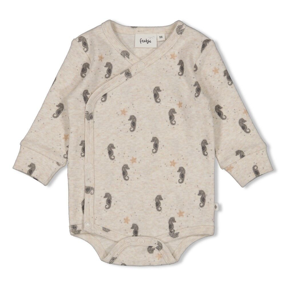 Gerippter Wickelbody AOP - Sea Sweeties (Natur Melange) – Bild 1