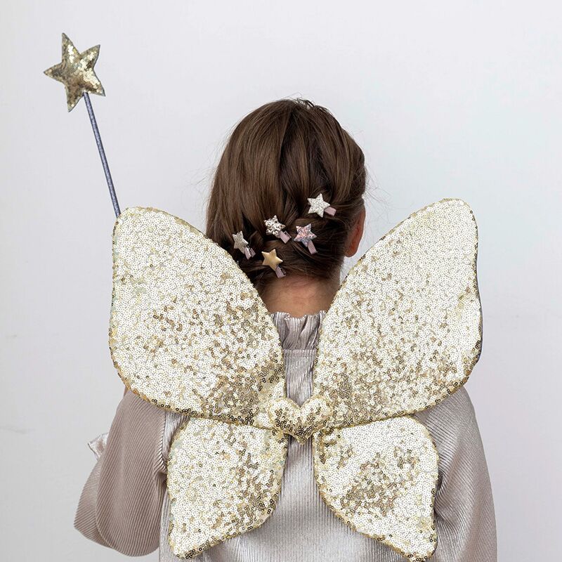 Glitzernde Pailletten-Flügel (gold) – Bild 1