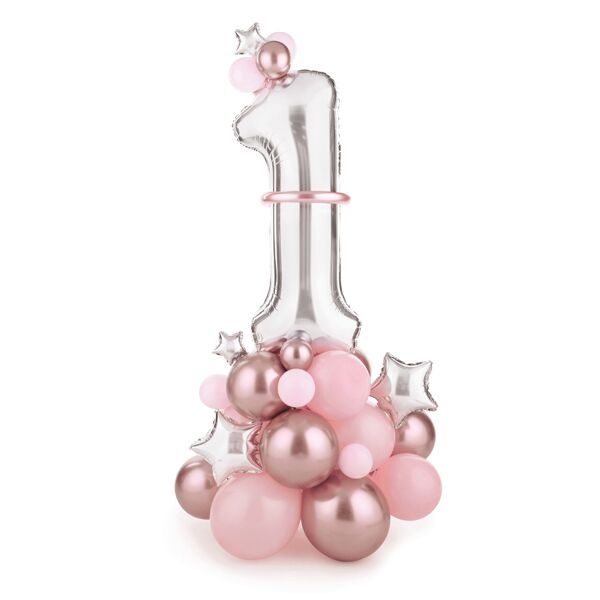 Ballon Bouquet Ziffer "1" (rosa) – Bild 1