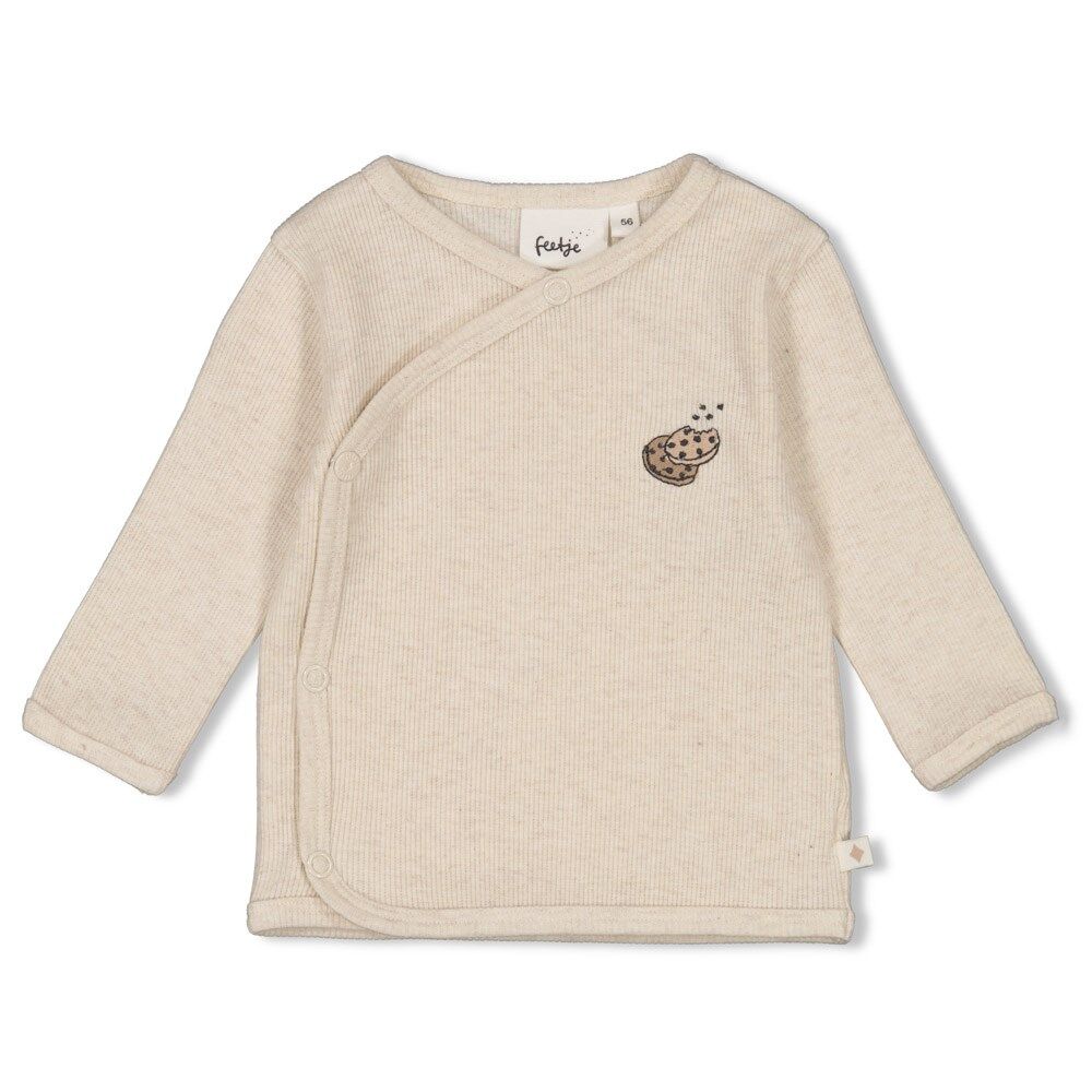 Geripptes Wickelshirt - Cute Cookie (Natur Melange) – Bild 1