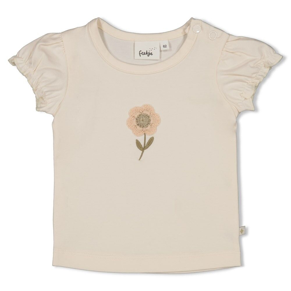 T-Shirt mit Häkelblume Let Your Dreams Blossom (Natur) – Bild 1