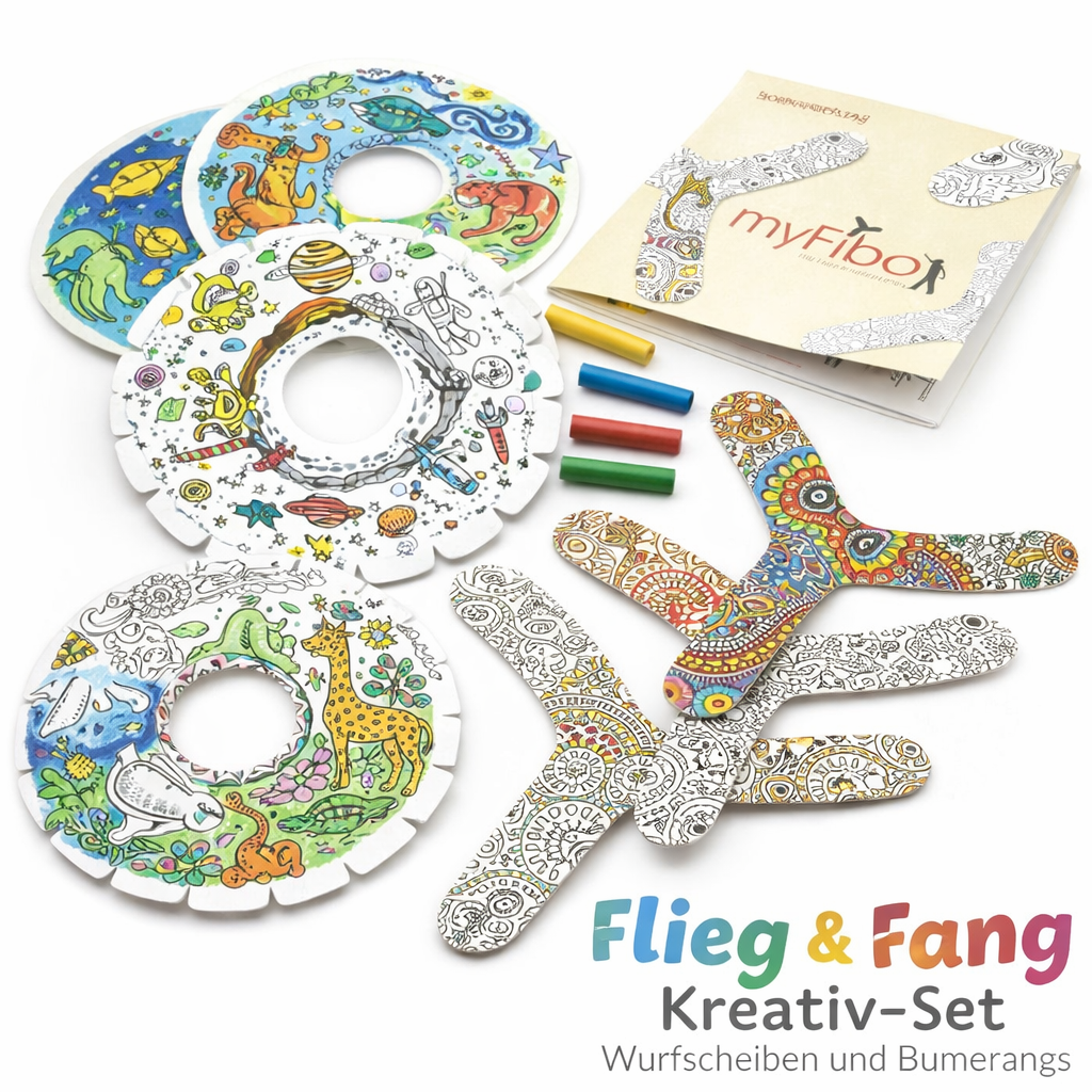 Flieg & Fang Kreativ-Set – Wurfscheiben & Bumerangs – Bild 1