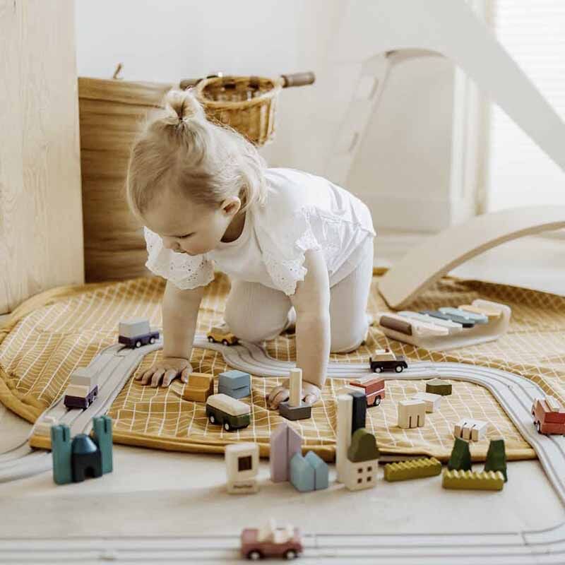 grid_mustard4 2 in 1 Toy Storage Bag "Grid Mustard" – Bild 1