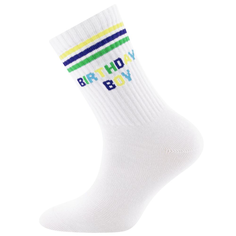 Tennissocken Kinder "Birthday Boy" (weiß) – Bild 1