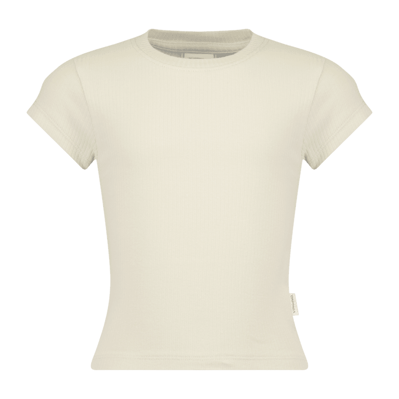 SS26KG300299_Icon-Crop rib tee_Coconut Milk_FRONT T-Shirt Icon-Crop rib tee, Coconut Milk von Vingino – Bild 1